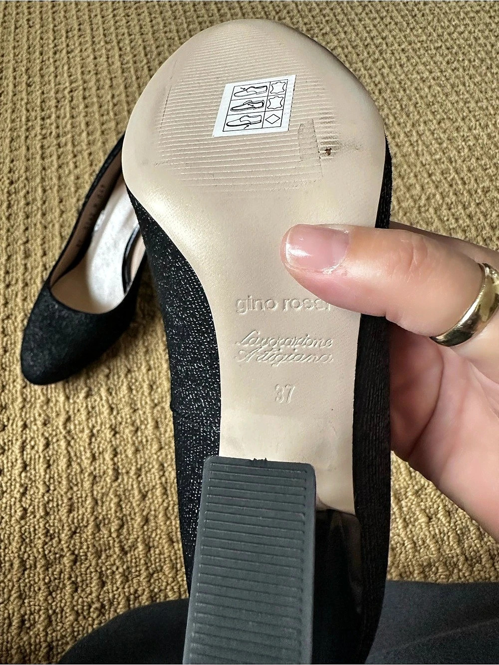 Gino Rossi Black Glitter Heel Pumps EU 37 - Picture 6 of 6